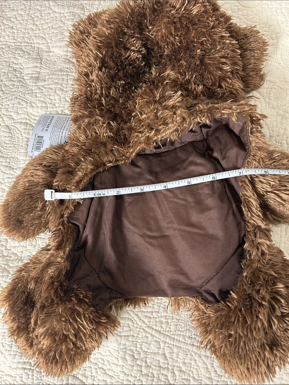 Bootique Brown and Cream Plush Pet Bear Costume Tag